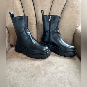 Black mid calf boots. Size 5